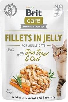 Фото Brit Care Fillets in Jelly Fine Trout & Cod 85 г