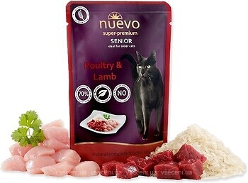 Фото Nuevo Консервированный корм для кошек с птицей, ягненком и рисом 85 г