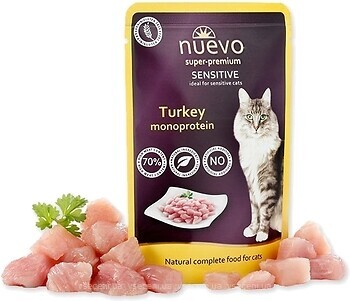 Фото Nuevo Sensitive Консервированный корм для кошек с индейкой 85 г