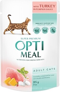 Фото Optimeal For Adult Cats With Turkey & Pumpkin sauce 85 г