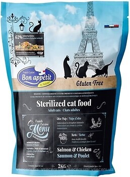 Фото Bon Appetit Adult Sterilized Cat Salmon, Chicken & Rice 2 кг