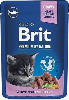 Фото Brit Premium Cat Pouches for Kitten Chunks with White Fish in Gravy 100 г