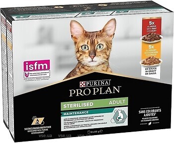 Фото Purina Pro Plan Sterilised Mix Beef and Chicken 10x85 г