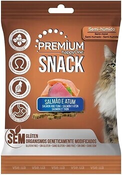 Фото happyOne Premium Cat Snack Salmon and Tuna 50 г (5600758049068)