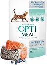 Фото Optimeal For Sterilised Cats With Salmon and Blueberries in jelly 12x85 г