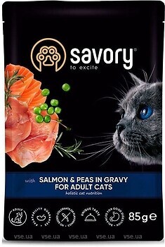 Фото Savory Adult Cat with Salmon and Peas in Gravy 22x85 г