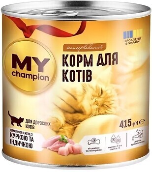 Фото My Champion Кусочки в желе с курицей и индейкой 415 г