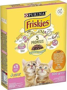 Фото Friskies Сухой корм Junior с курицей, молоком и овощами 3x300 г