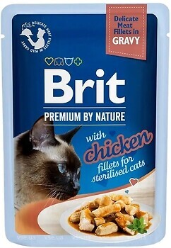 Фото Brit Premium Cat Pouch Sterilised Chicken Fillets in Gravy 85 г