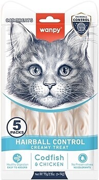 Фото Wanpy Creamy Treat Hairball Control Codfish & Chicken 5x14 г (RAC-68)