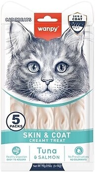 Фото Wanpy Creamy Treat Skin & Coat Tuna & Salmon 5x14 г (RAC-67