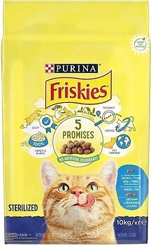 Фото Friskies Сухой корм Sterilized Cats с лососем, тунцом и овощами 10 кг