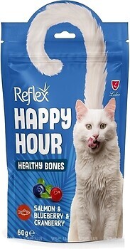 Фото Reflex Plus Adult Cat Happy Hour Healty Bones Treat Salmon, Blueberry & Cranberry 60 г