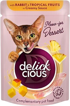 Фото Delickcious Meow-for Dessert with Rabbit & Tropical Fruits in Creamy Sauce 80 г