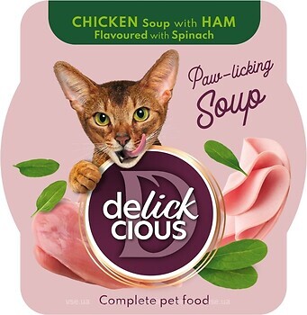 Фото Delickcious Paw-licking Soup Chicken Soup with Ham Flavoured with Spinach 80 г