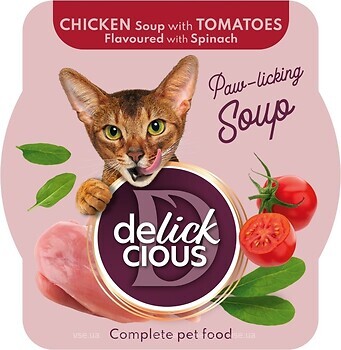 Фото Delickcious Paw-licking Soup Chicken Soup with Tomatoes Flavoured with Spinach 80 г