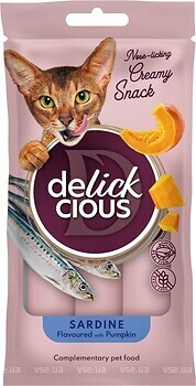 Фото Delickcious Nose-licking Creamy Snack Sardine Flavoured with Pumpkin 4x15 г