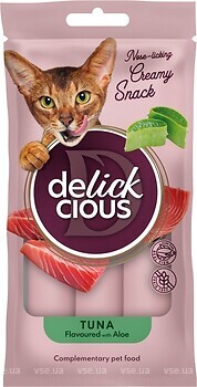 Фото Delickcious Nose-licking Creamy Snack Tuna Flavoured with Aloe 4x15 г