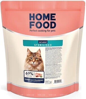 Фото Home Food Сухой корм для стерилизованных кошек Кролик и клюква 200 г (3148012)