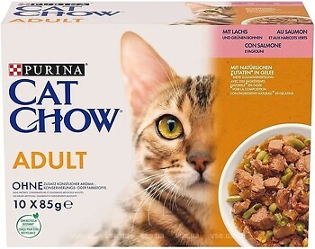 Фото Cat Chow Adult с лососем и зеленой фасолью 10x85 г