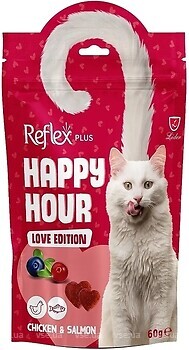 Фото Reflex Plus Adult Cat Happy Hour Love Edition Treat Chicken & Salmon 60 г