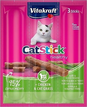 Фото Vitakraft Cat Stick Chicken With Grass 3x6 г (31219)