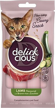 Фото Delickcious Nose-licking Creamy Snack Lamb Flavoured with Brown Rice & Zucchini 4x15 г