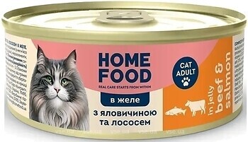 Фото Home Food Кусочки в желе с говядиной и лососем 85 г (7010015)