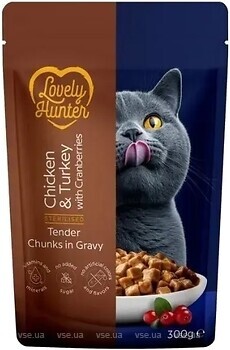 Фото Lovely Hunter Adult Cat Sterilised Chunks in Gravy Chicken & Turkey with Cranberries 300 г (LHU47939)