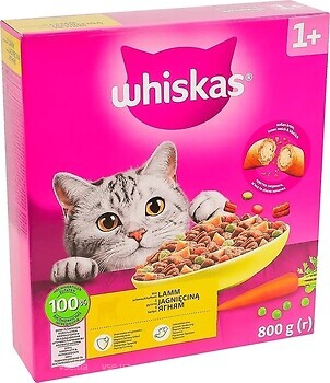 Фото Whiskas Сухой корм Вкусные подушечки с ягненком 800 г