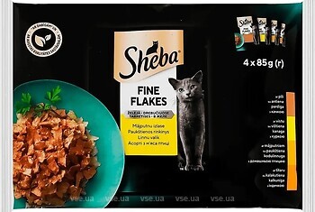 Фото Sheba Fine Flakes In Jelly With Poultry 4x85 г