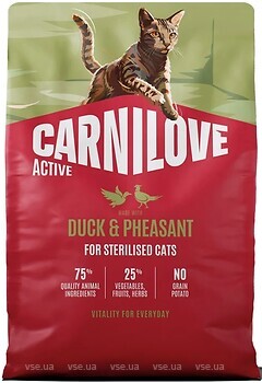 Фото Carnilove Active Duck & Pheasant Sterilised 2 кг