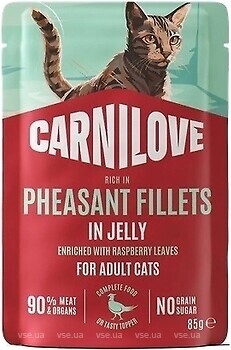 Фото Carnilove Jelly Pheasant with Raspberry Leaves 85 г