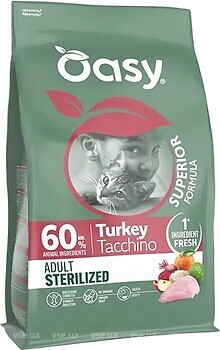 Фото Oasy Dry Cat Superior Adult Sterilized Turkey 300 г