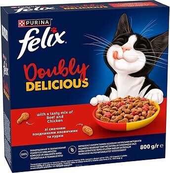 Фото Felix Doubly Delicious с говядиной и курицей 800 г