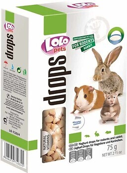 Фото Lolo Pets Drops Лакомство для грызунов и кроликов йогурт 75 г (LO-71034)