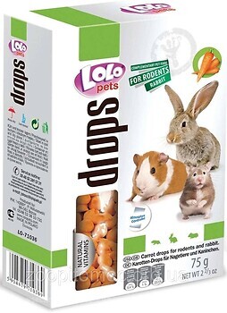 Фото Lolo Pets Drops Лакомство для грызунов и кроликов морковные 75 г (LO-71036)